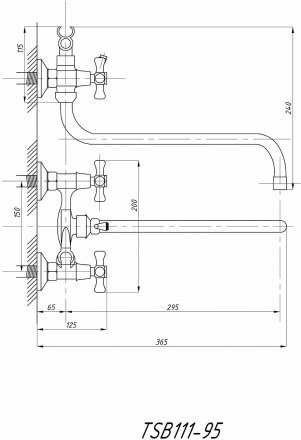 Смеситель для ванны с душем TSARSBERG TSB-111-95 тип См-ВУДРНШлА