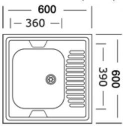 Мойка 60х60 левая (0,6х 160) (с сифоном) (А)