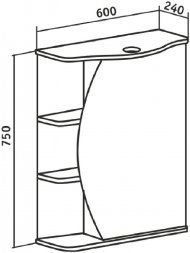 Шкаф зеркальный навесной Линда 60 прав.