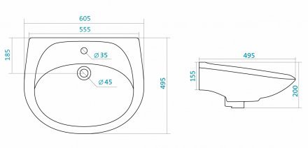 Умывальник Santek Бриз 60 см с отв. WH110466