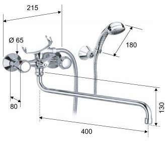 Смеситель ванно-душевой Remer длинный нос 04ex EGIZIA ceramic ex04EGce