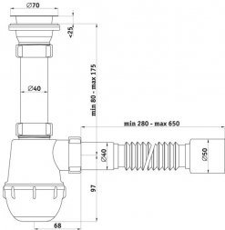 Сифон 1 1/2х40 Грот с гибкой трубой 40х50 А0110 АНИ