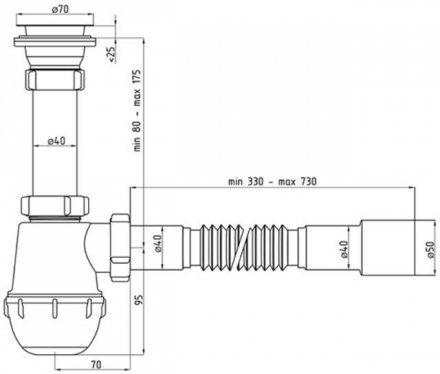 Сифон 1 1/2х40 Грот с гибкой трубой 40х40/50 А0515 АНИ
