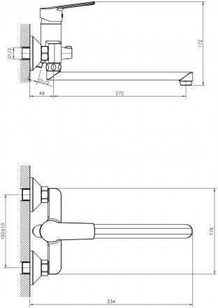 Смеситель Decoroom DR22043 одноручный универсальный с поворот. изливом 30 см хром