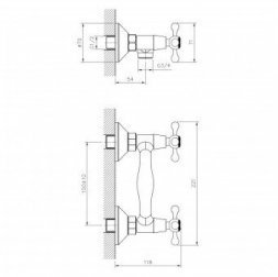 Смеситель для душа Decoroom DR54055 двуручный, хром