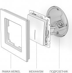 Выключатель одноклавишный  с подсветкой (серо-коричневый) WL07-SW-1G-LED Werkel