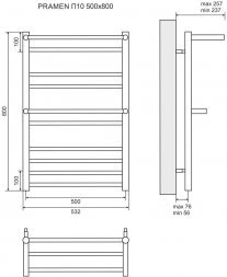 Полотенцесушитель электрический Lemark Pramen П10 LM33810E 500x800, левый/правый