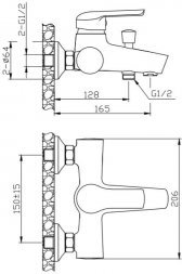 Смеситель ванно-душевой Orange Tony M54-100Gr 00-00000848