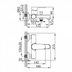 Смеситель для ванны Milardo Dover  DOVSB00M02