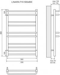 Полотенцесушитель электрический Lemark Linara П10 LM04810E 500x800, левый/правый