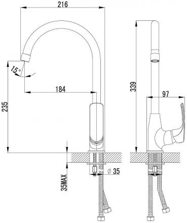 Смеситель для кухни Lemark SHAPE plus с высоким повор. изливом, хром LM1705C