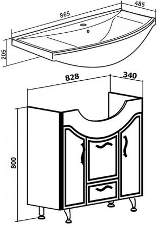 Тумба Севилья 85 с умывальником Стиль 85