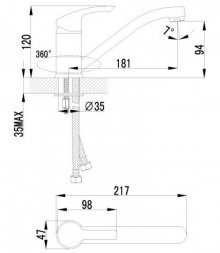 Смеситель для кухни Lemark Страйк с поворотным изливом. LM1104C