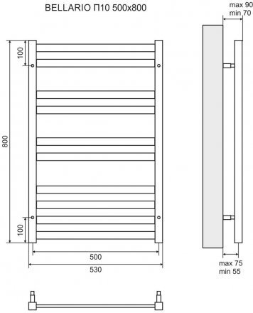 Полотенцесушитель электрический Lemark Bellario П10 LM68810E 500x800, левый/правый