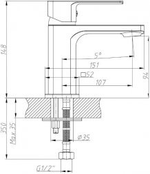 Смеситель для умывальника Decoroom DR20011 одноручный, монолитный, хром