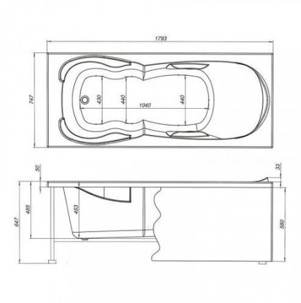 Ванна акриловая AQUANET VIOLA 180 х 75 каркас сварной без экрана (242745)