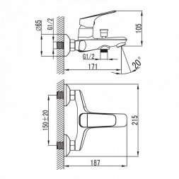 Смеситель для ванны с коротким изливом IDDIS Vinsente VINSB00i02WA