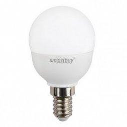 Лампа св/д (LED)  P45  ШАР  07W 4000 К  E14, ХОЛ. СВЕТ (10/100) SMARTBUY  553555