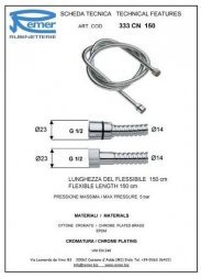 Шланг душ и-к мет RR333CN 1,5 м (d14) REMER 333CN150