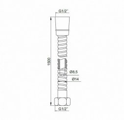 Шланг д/душа, нерж. сталь, 1,5 м А50211 1.5 IDDIS 1140