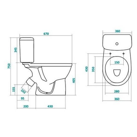 Унитаз компакт Santek Анимо в пол выпуск, 2-х реж.арм., сид. дюропл. Soft-close 302136