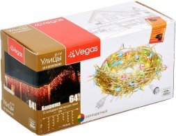 VEGAS   24V Электрогирлянда-конструктор &quot;Бахрома&quot; 64 разноцветных LED ламп (12 мигающих), 12 нитей, прозрачный провод, 2*1 м /32/4 55092