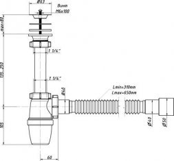 Сифон 1 1/4 40 с удлин.патрубком, прямой трубкой В-32059 (О)