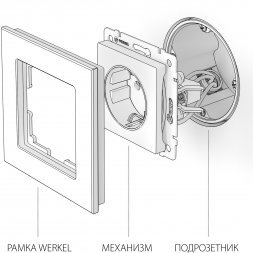 Розетка с заземлением и шторками (глянцевый никель) WL02-SKGS-01-IP44 Werkel