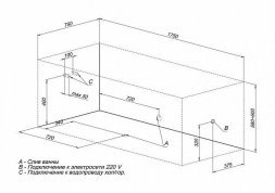 Ванна акриловая AQUANET BRIGHT 175х 75 каркас сварной без экрана (216660)